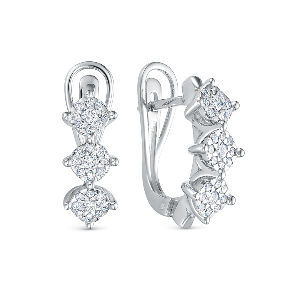 Cercei din aur alb cu pietre Diamant
