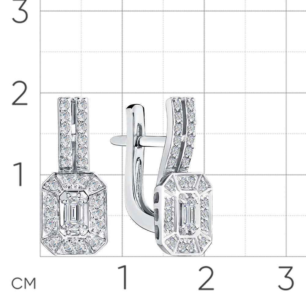 Cercei din aur alb cu pietre Diamant