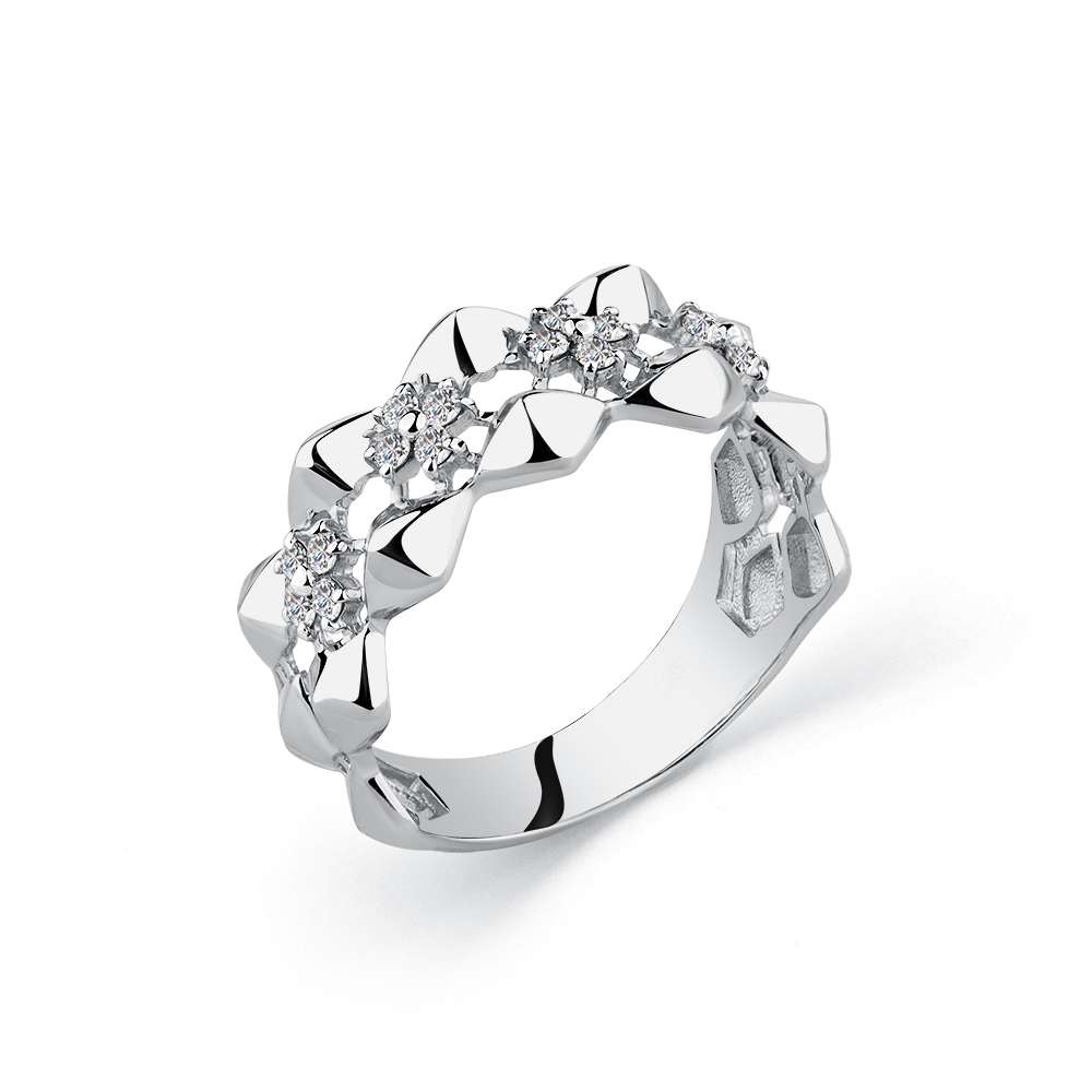 Inel din aur alb cu pietre Diamant