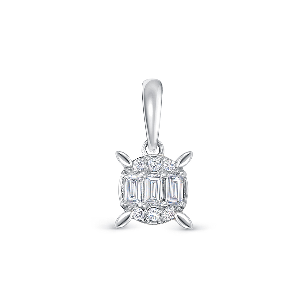 Pandantiv din aur alb cu pietre Diamant