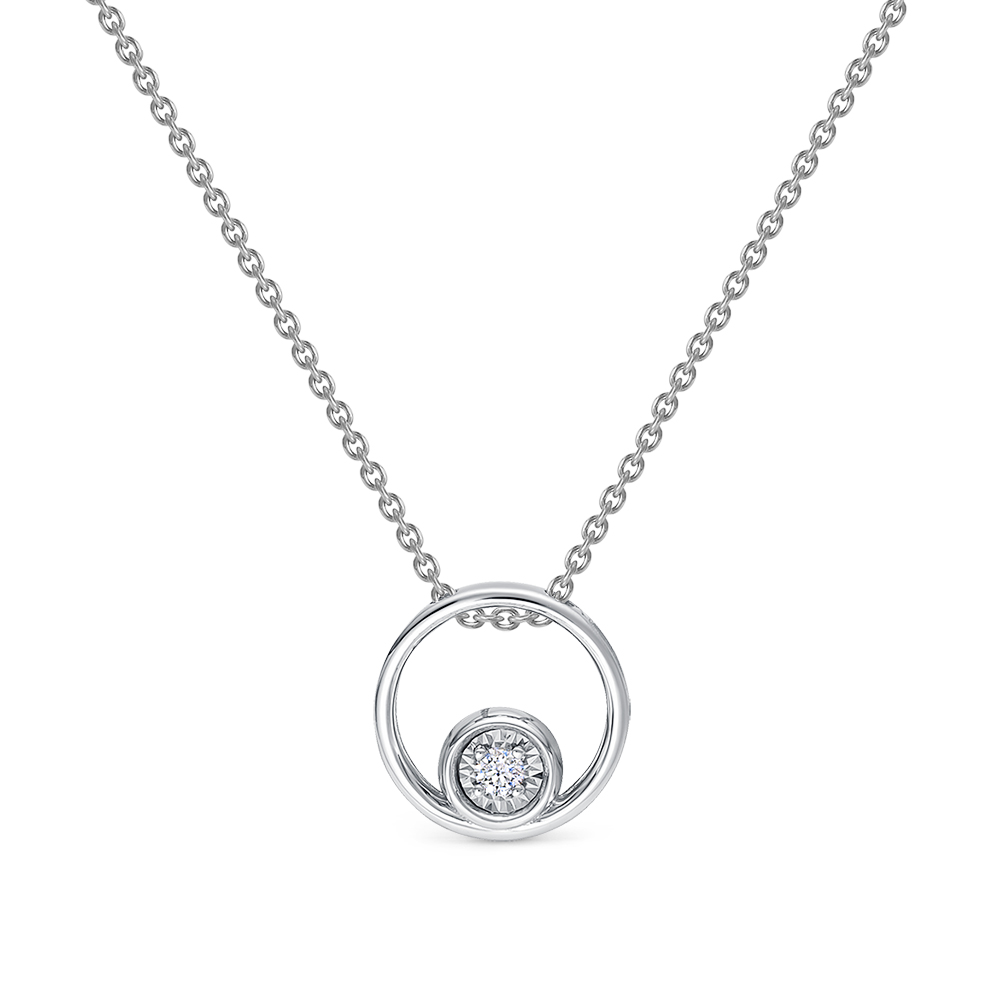 Colier din aur alb cu pietre Diamant