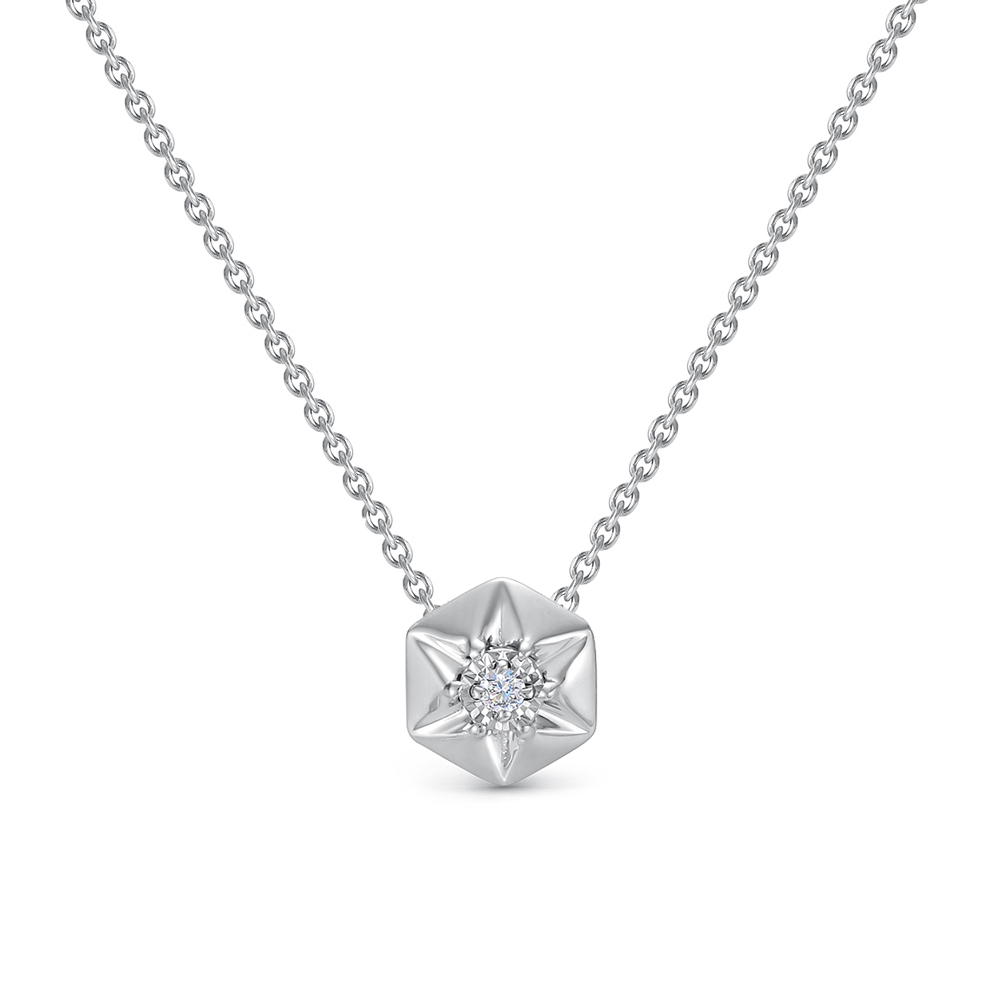 Colier din aur alb cu pietre Diamant