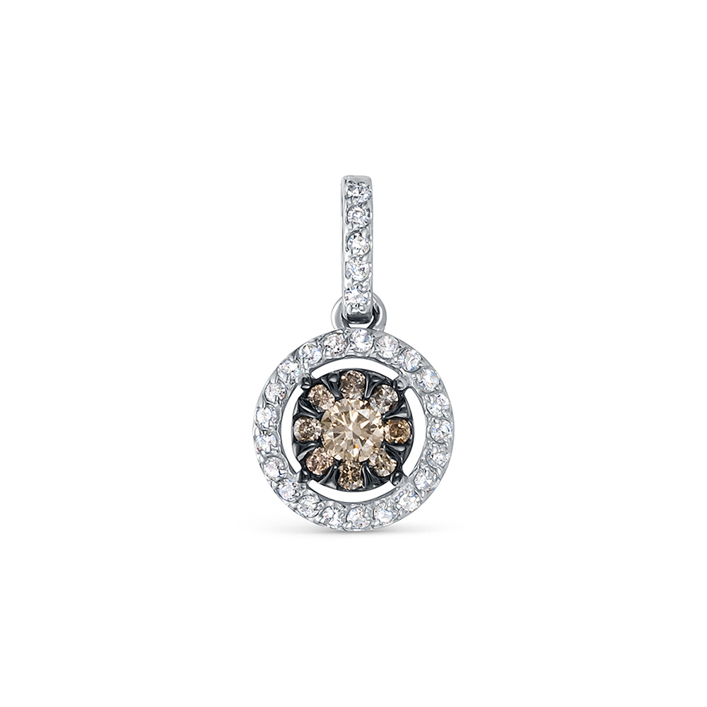 Pandantiv din aur alb cu pietre Diamant, Diamant Cognac