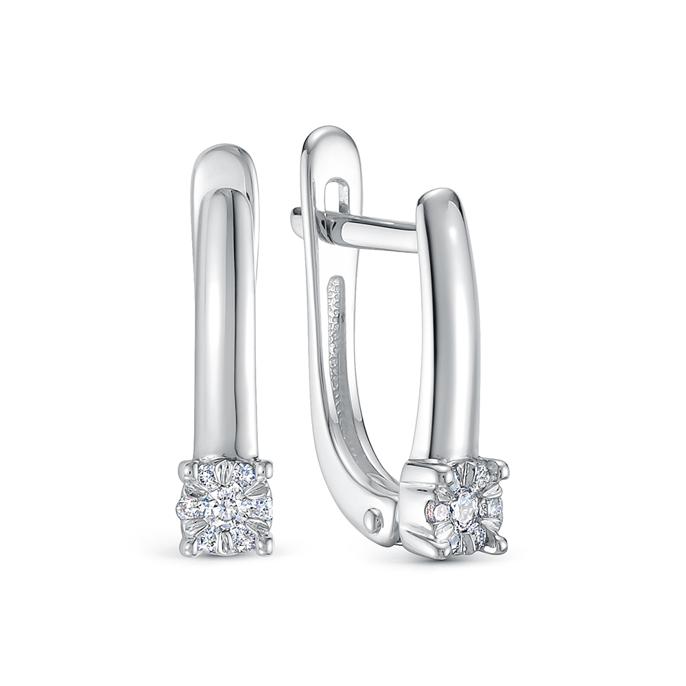 Серьги из белого золота с камнями Бриллиант