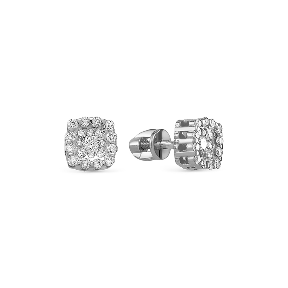 Cercei Pusete din aur alb cu pietre Diamant