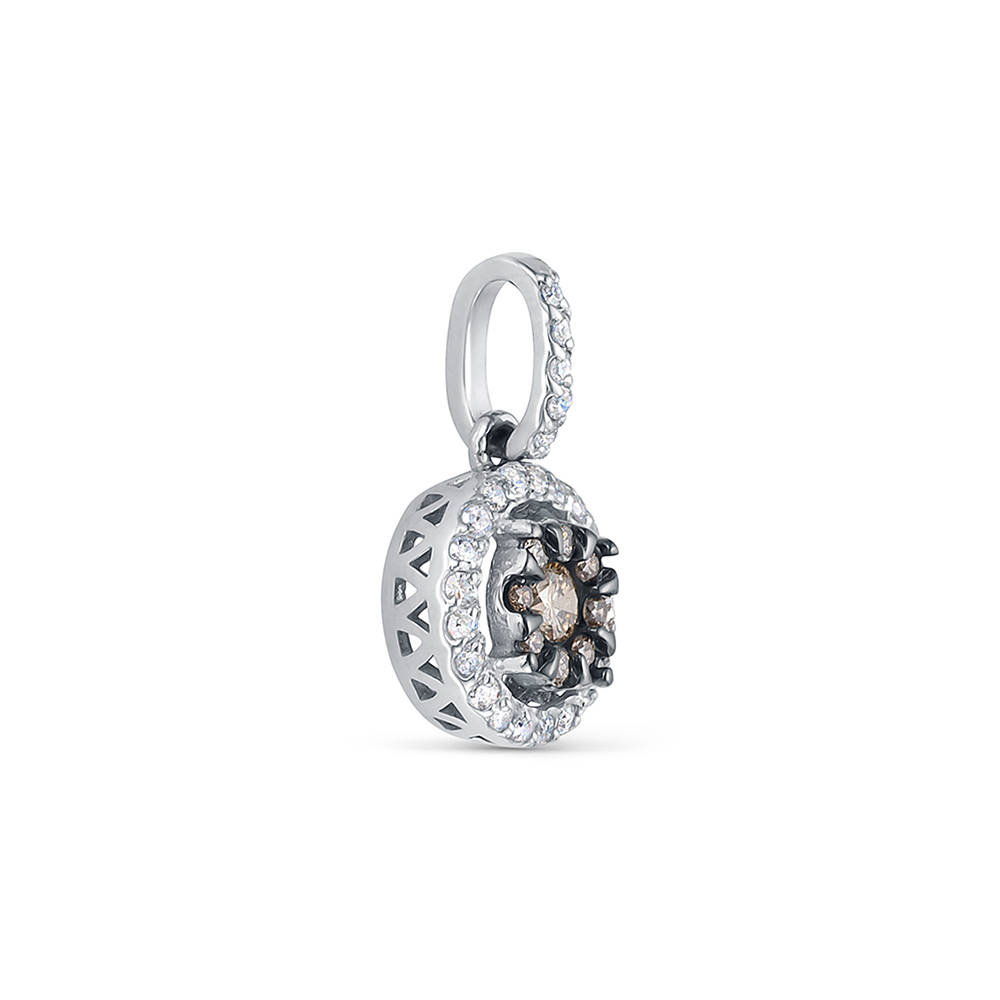 Pandantiv din aur alb cu pietre Diamant, Diamant Cognac