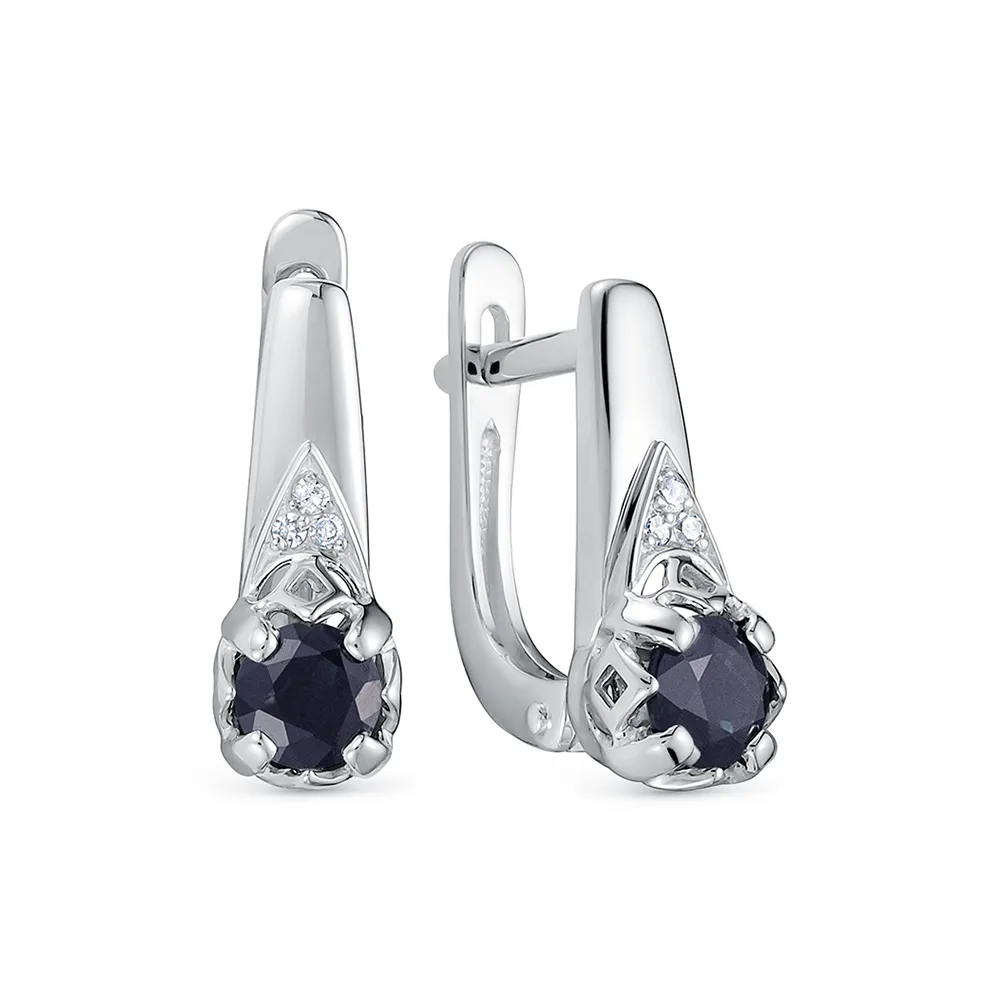 Cercei din aur alb cu Diamant, Safir