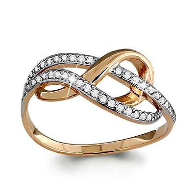 Inel din aur roșu cu pietre Cubic Zirconia Incolor
