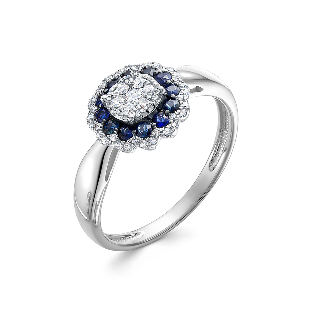 Inel din aur alb cu pietre Diamant, Safir