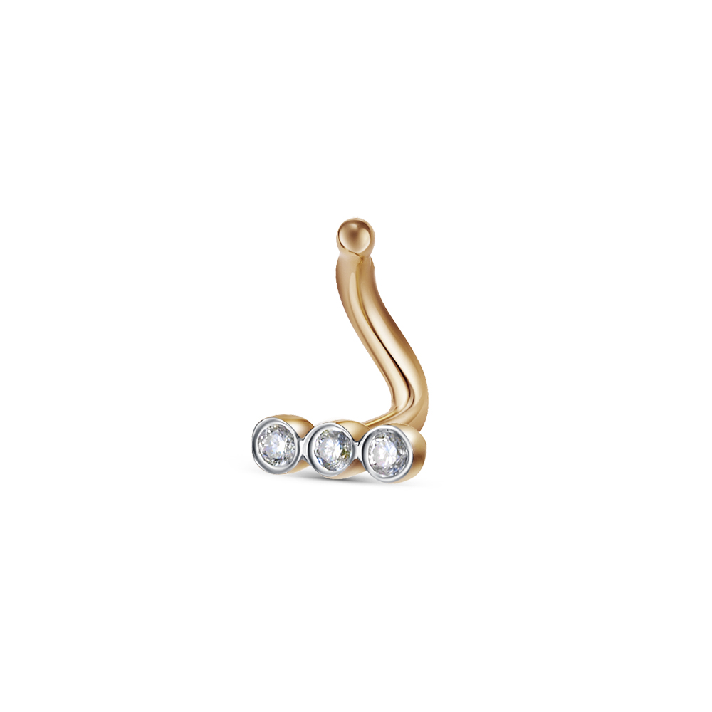 Piercing din aur roșu cu pietre Diamant