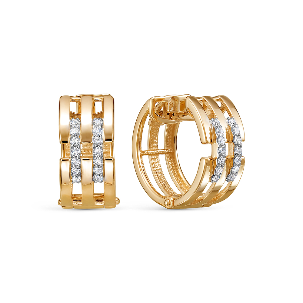 Cercei Creole din aur roșu cu pietre Diamant