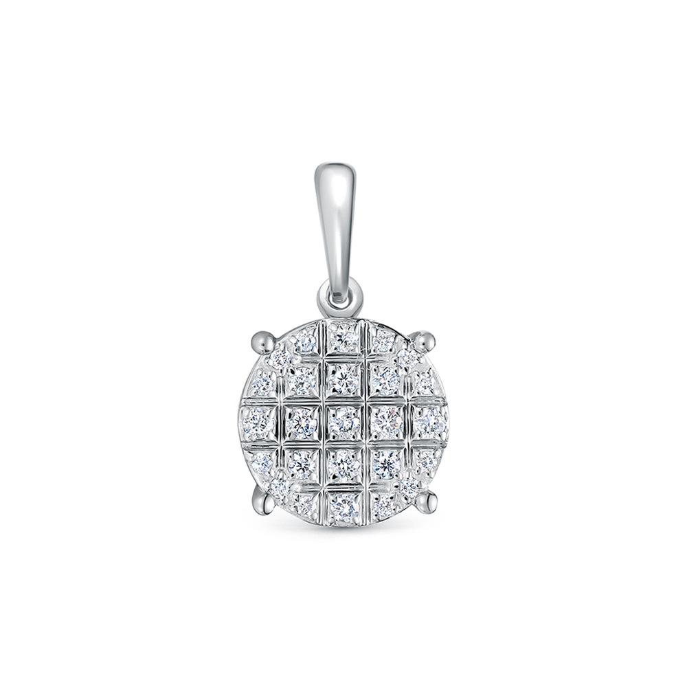 Pandantiv din aur alb cu pietre Diamant