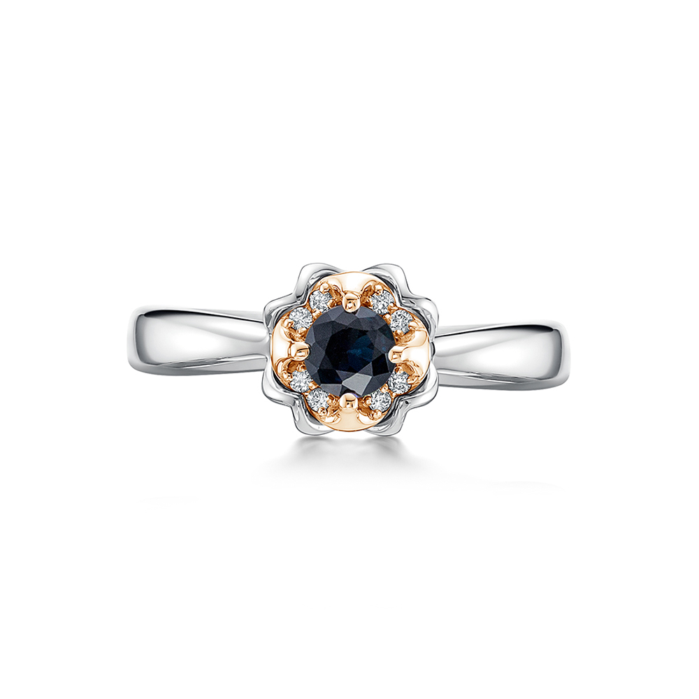 Inel din aur alb cu pietre Diamant, Safir