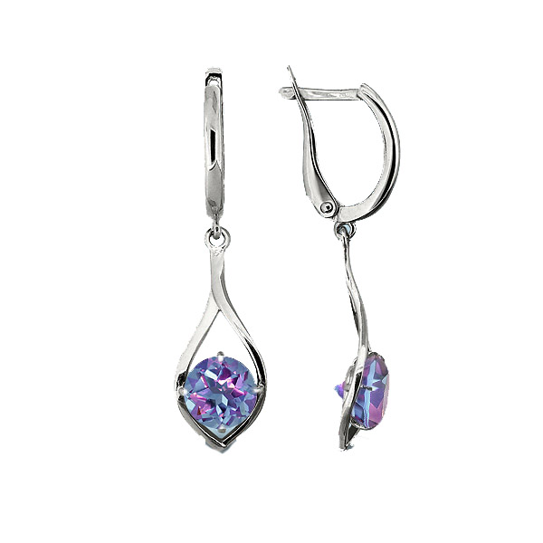 Серьги из серебра с камнями Алексит (синт.)