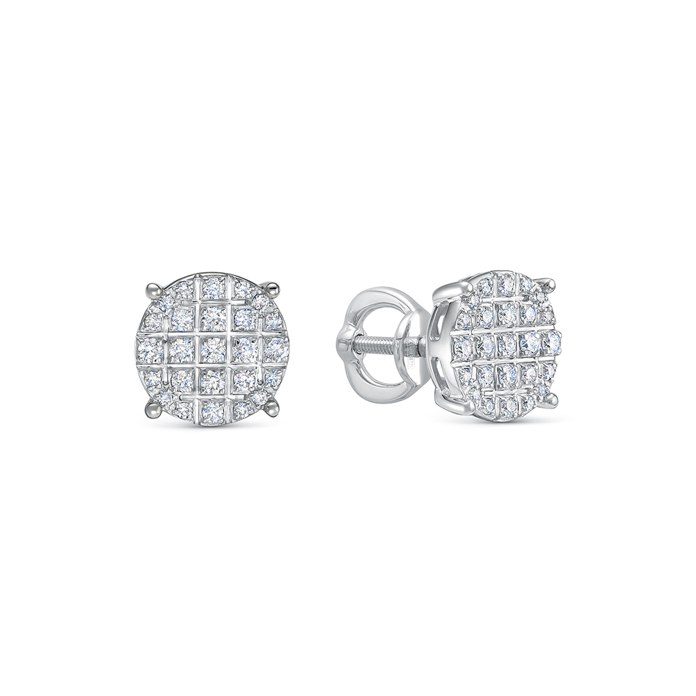Cercei Pusete din aur alb cu pietre Diamant
