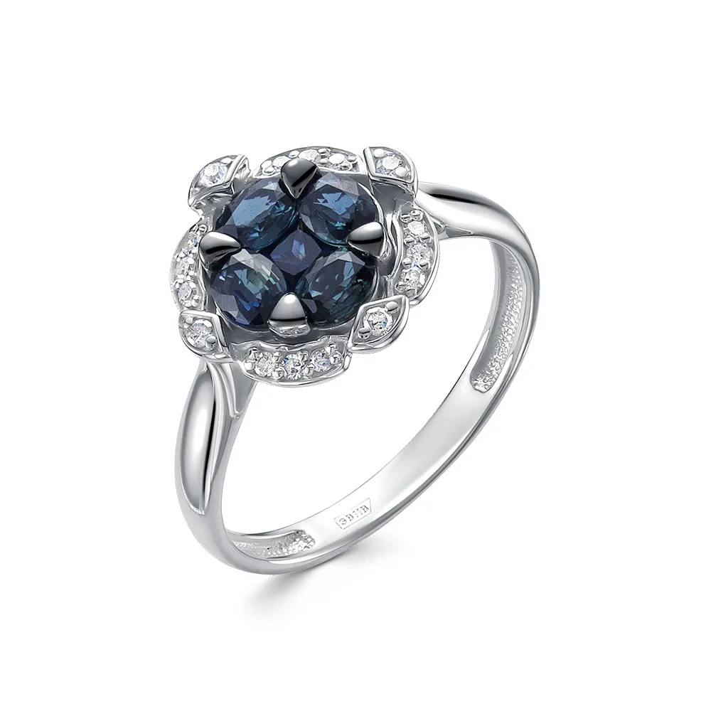 Inel din aur alb cu Diamant, Safir