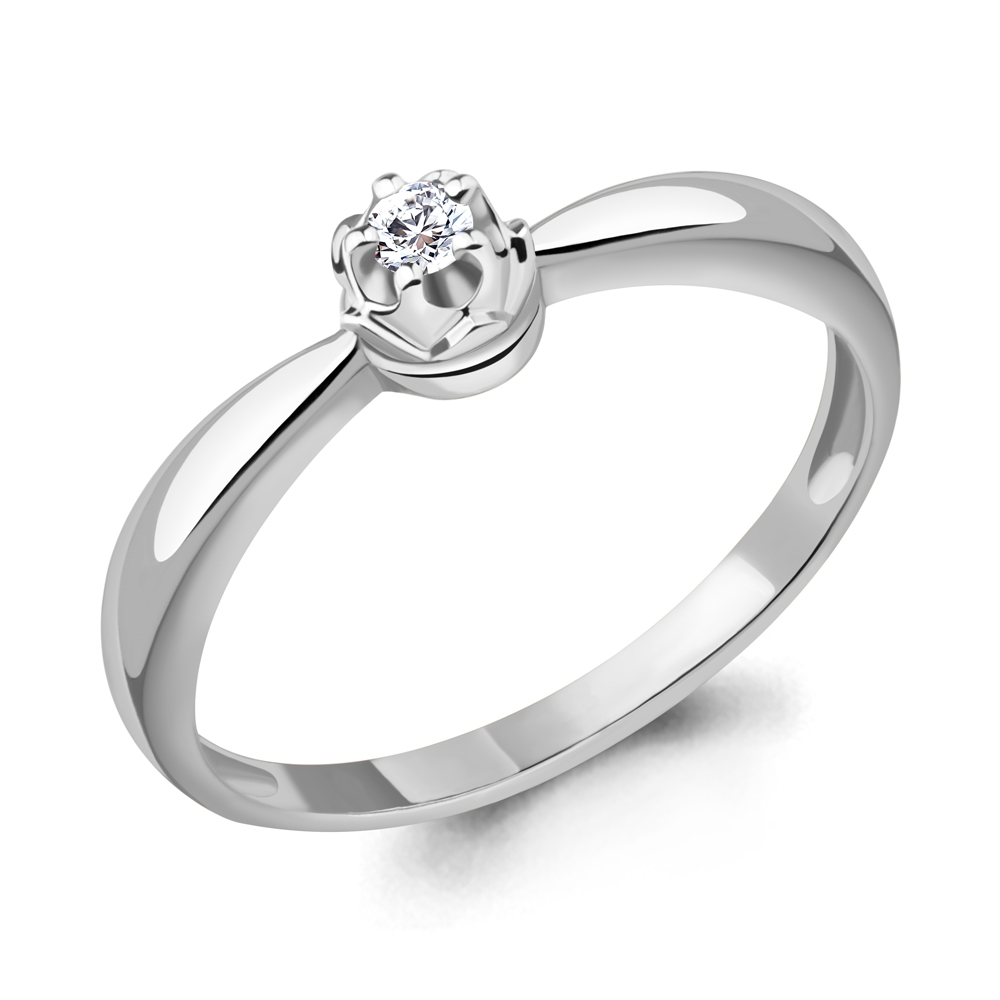 Кольцо из белого золота с камнями Бриллиант