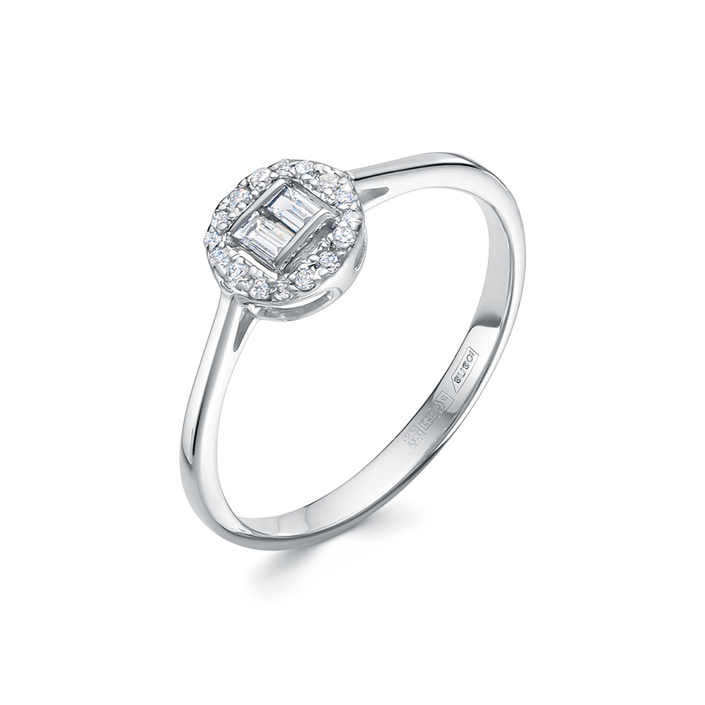 Inel din aur alb cu pietre Diamant