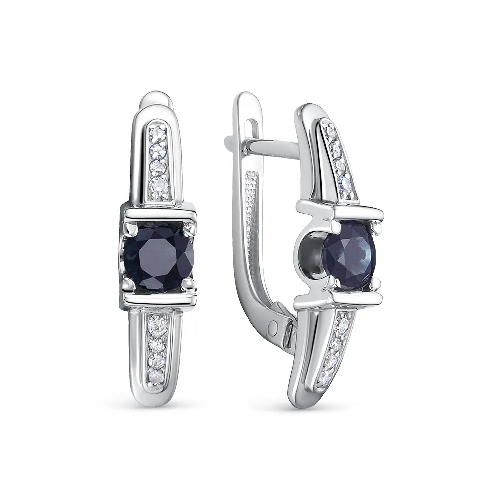 Cercei din aur alb cu Diamant, Safir