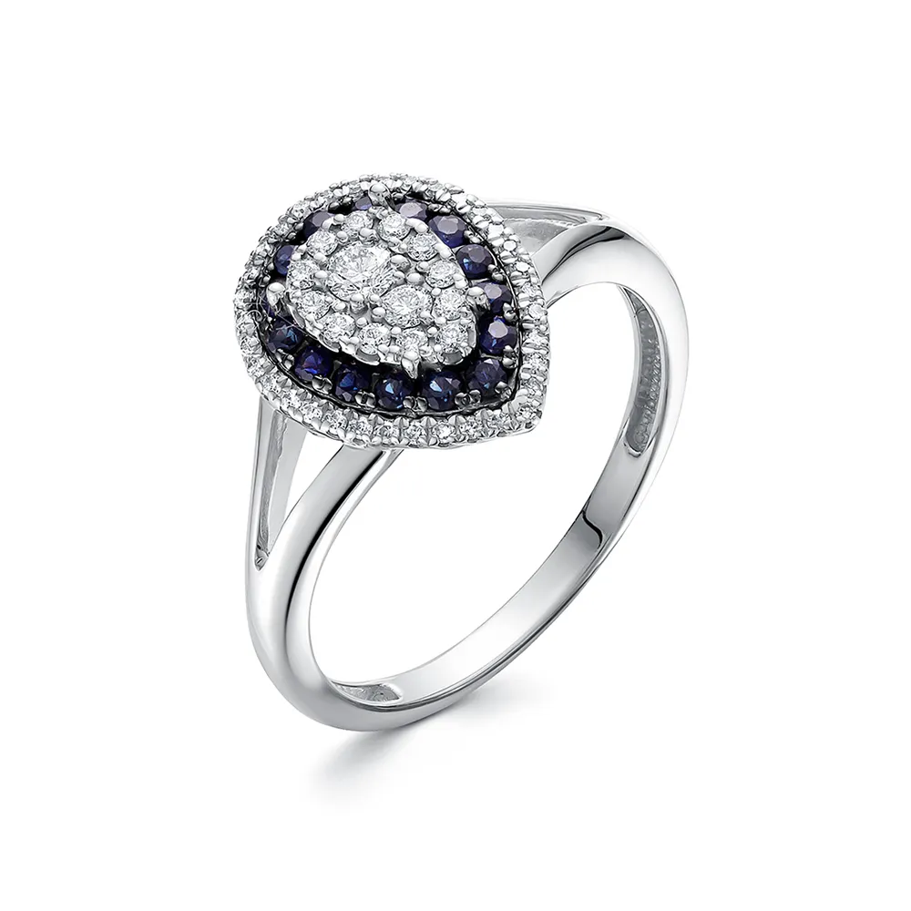 Inel din aur alb cu Diamant, Safir