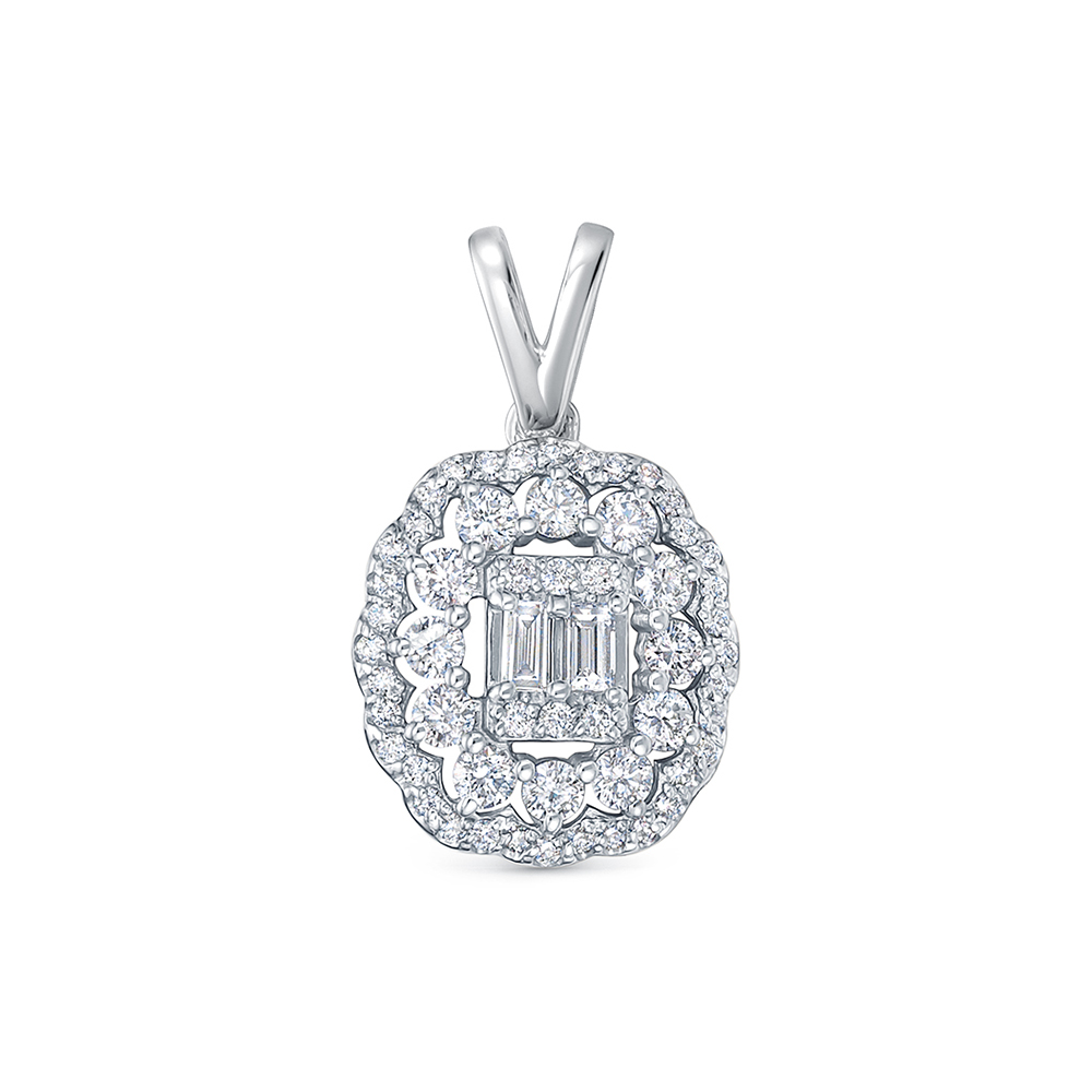 Pandantiv din aur alb cu pietre Diamant