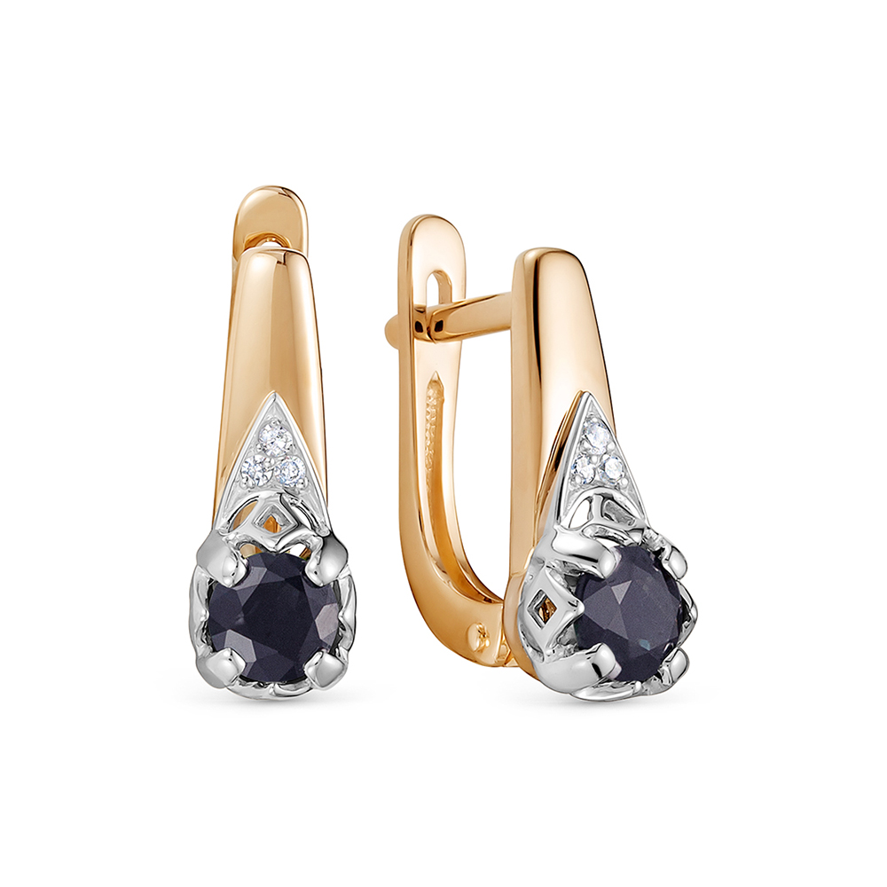 Cercei din aur roșu cu pietre Diamant, Safir