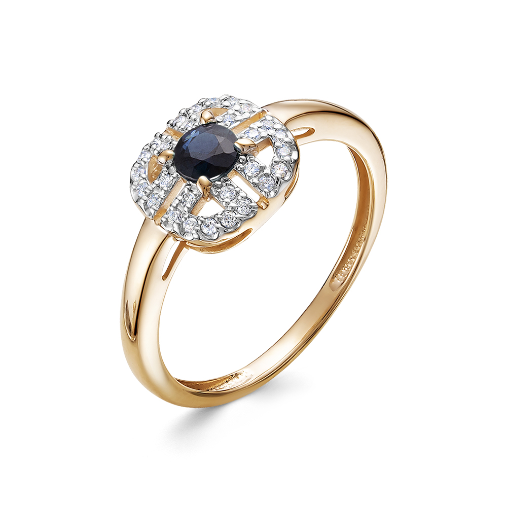 Inel din aur roșu cu pietre Diamant, Safir