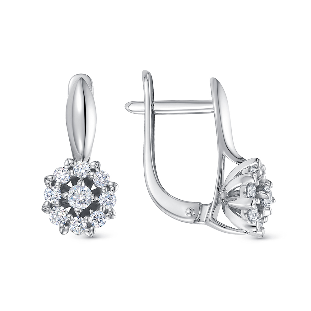 Cercei din aur alb cu pietre Diamant