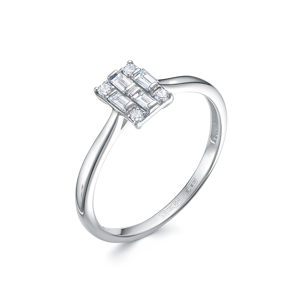 Inel din aur alb cu pietre Diamant