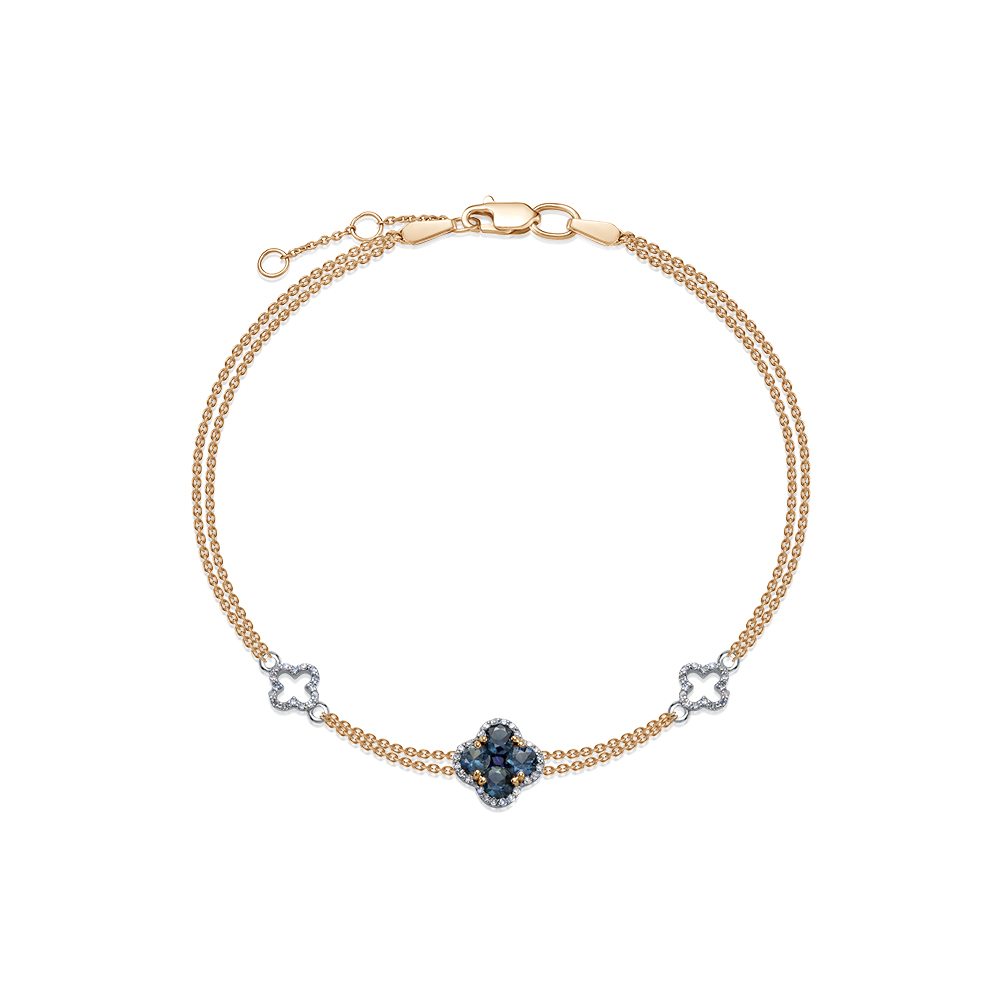 Brățară din aur roșu cu pietre Diamant, Safir
