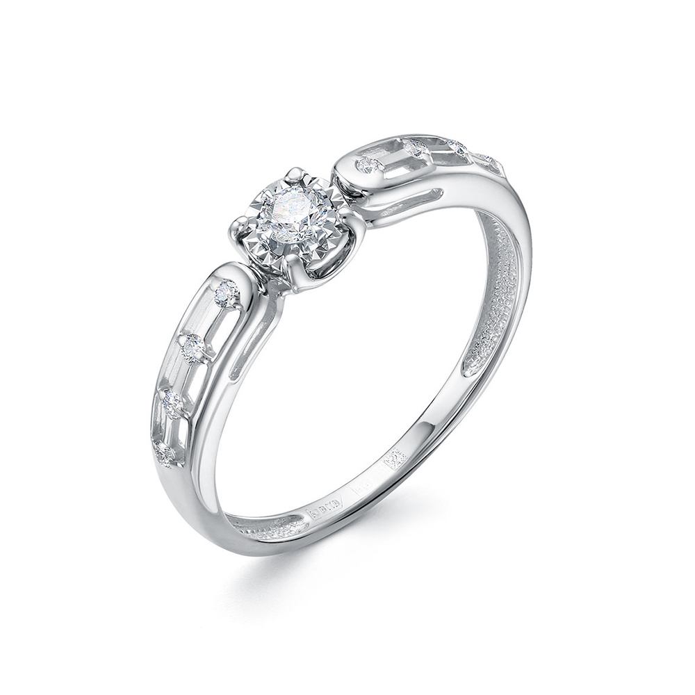 Inel din aur alb cu pietre Diamant
