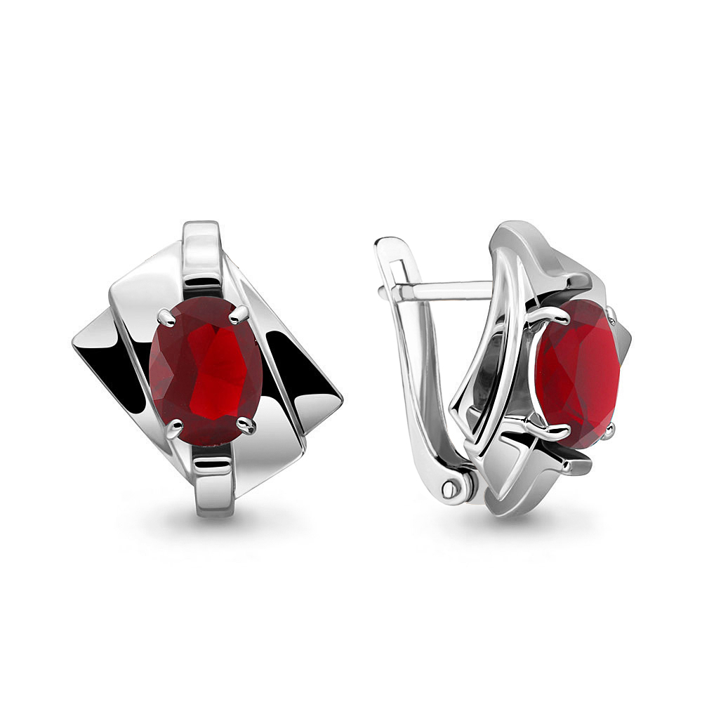 Серьги из серебра с камнями Гранат