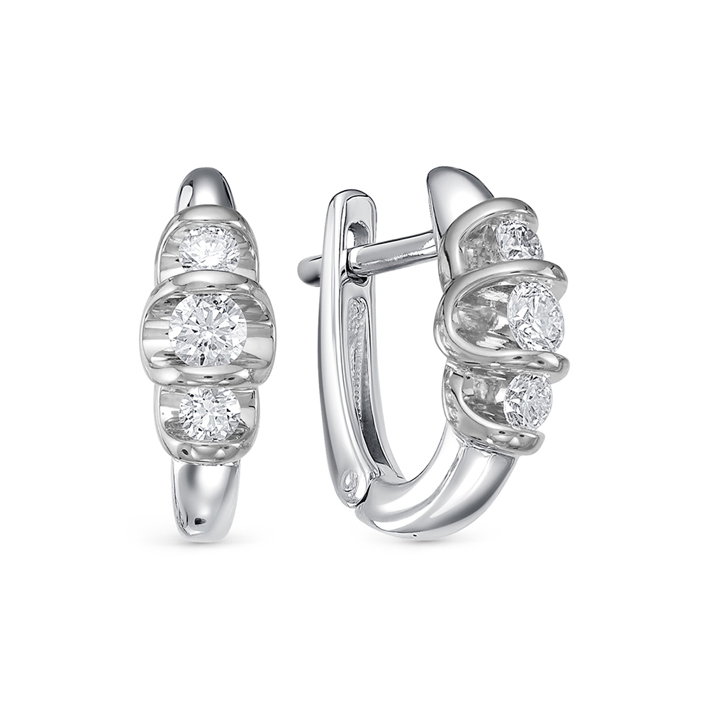Cercei din aur alb cu pietre Diamant
