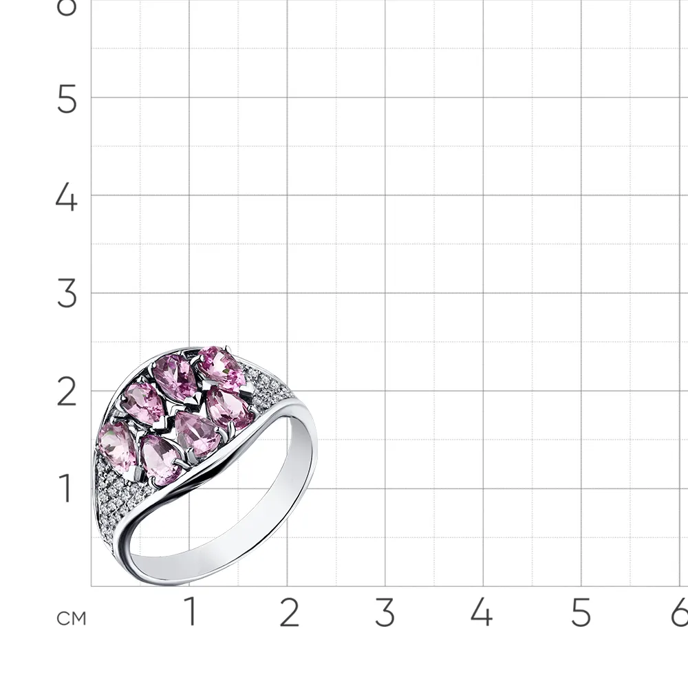 Inel din aur alb cu Diamant, Safir roz