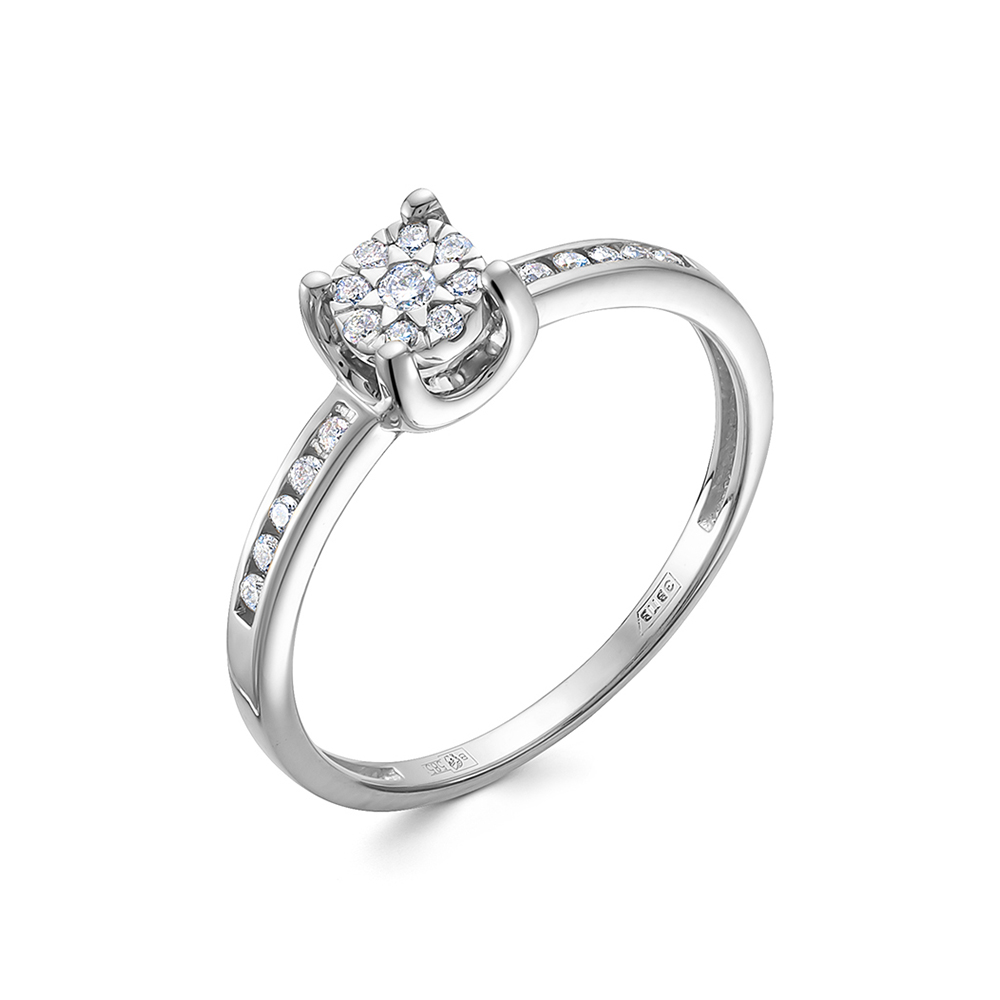 Кольцо из белого золота с камнями Бриллиант