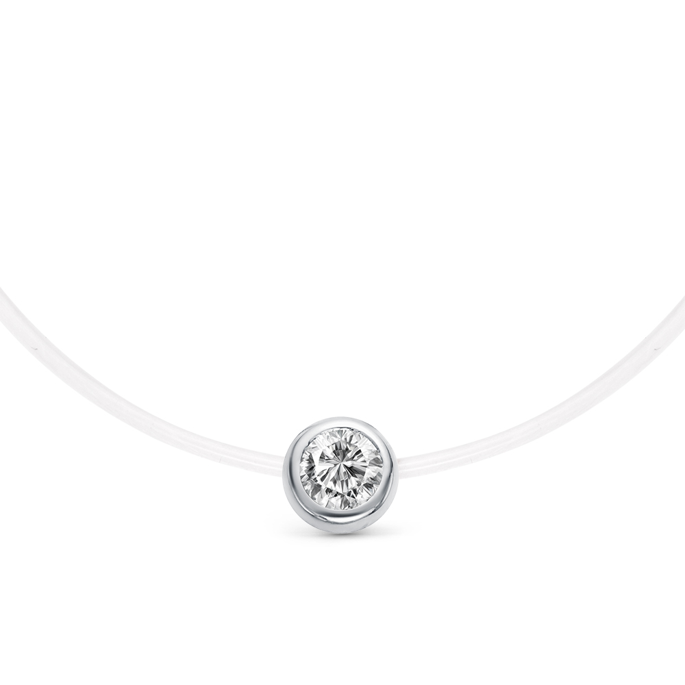 Colier din aur alb cu pietre Diamant, Fir transparent