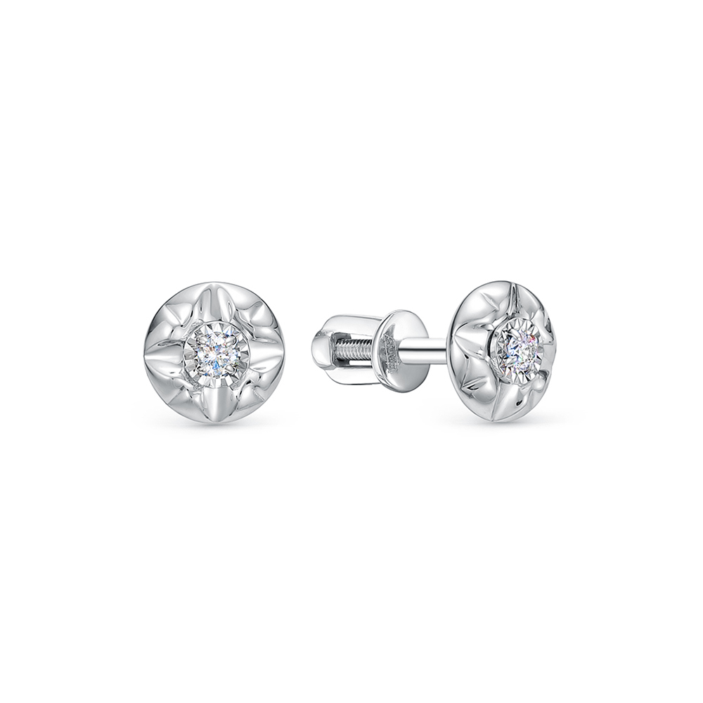 Cercei Pusete din aur alb cu pietre Diamant