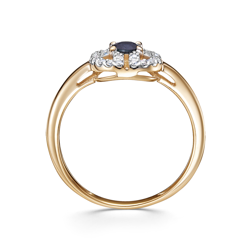 Inel din aur roșu cu pietre Diamant, Safir