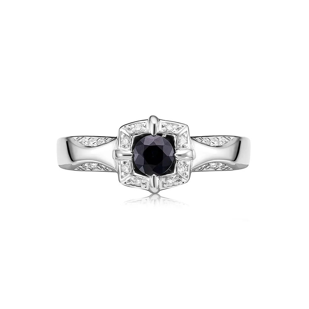 Inel din aur alb cu Diamant, Safir