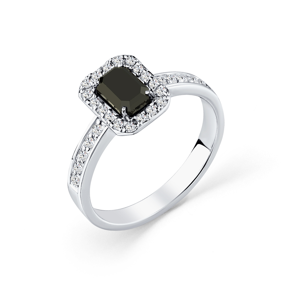 Inel din aur alb cu pietre Diamant, Diamant negru