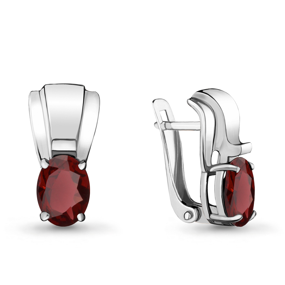Серьги из серебра с камнями Гранат