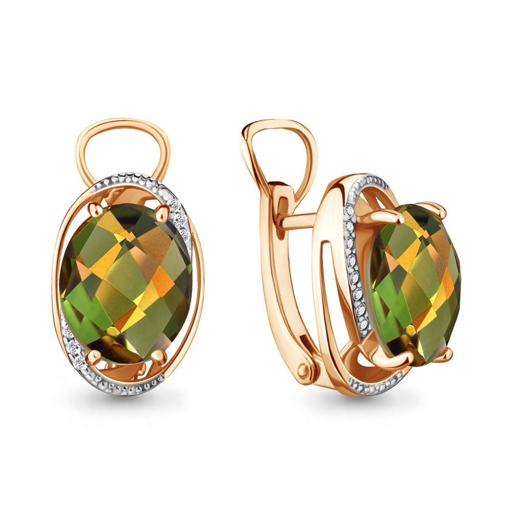 Cercei din aur roșu cu pietre Cubic zirconia, Zultanit (sint.)