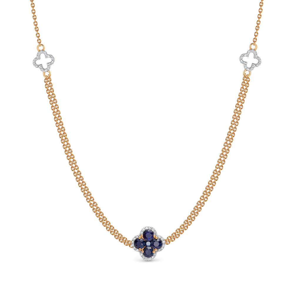 Colier din aur roșu cu pietre Diamant, Safir