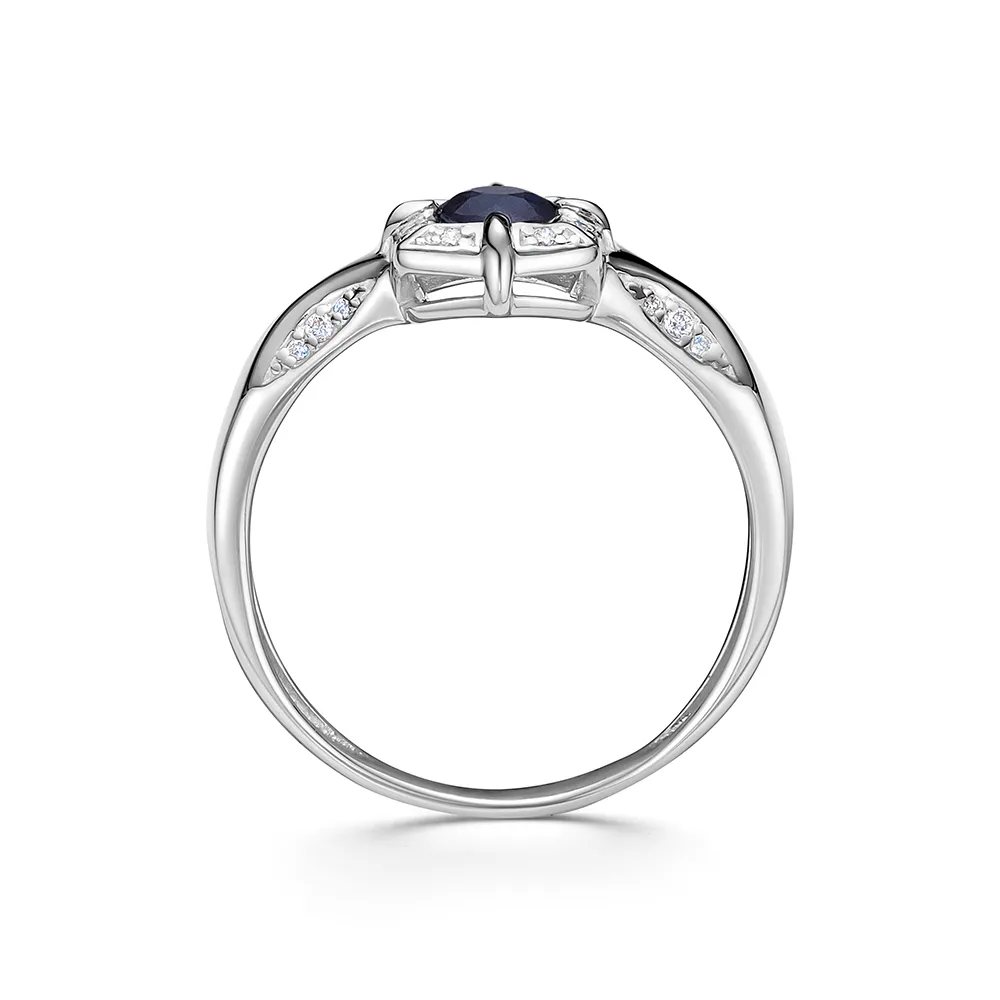 Inel din aur alb cu Diamant, Safir