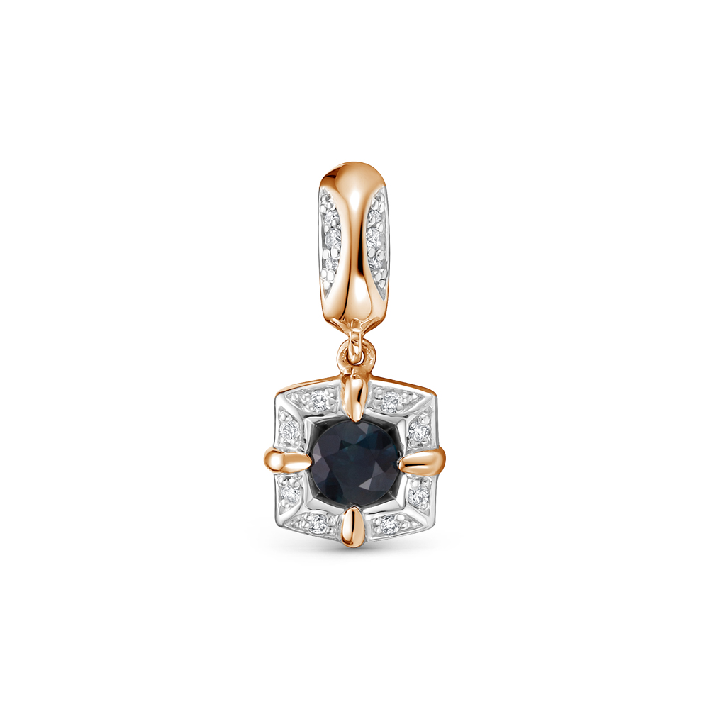 Pandantiv din aur roșu cu pietre Diamant, Safir