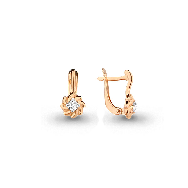 Детские серьги из красного золота с камнями Swarovski
