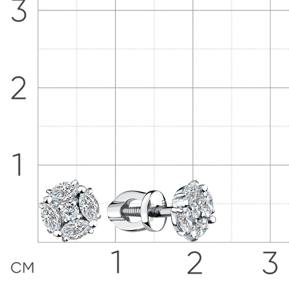 Cercei Pusete din aur alb cu Diamant
