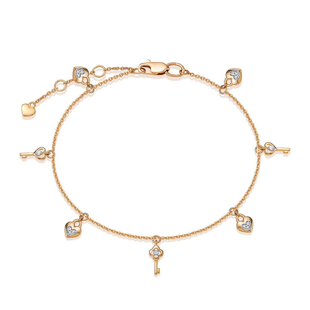 Brățară Love din aur roșu cu pietre Diamant