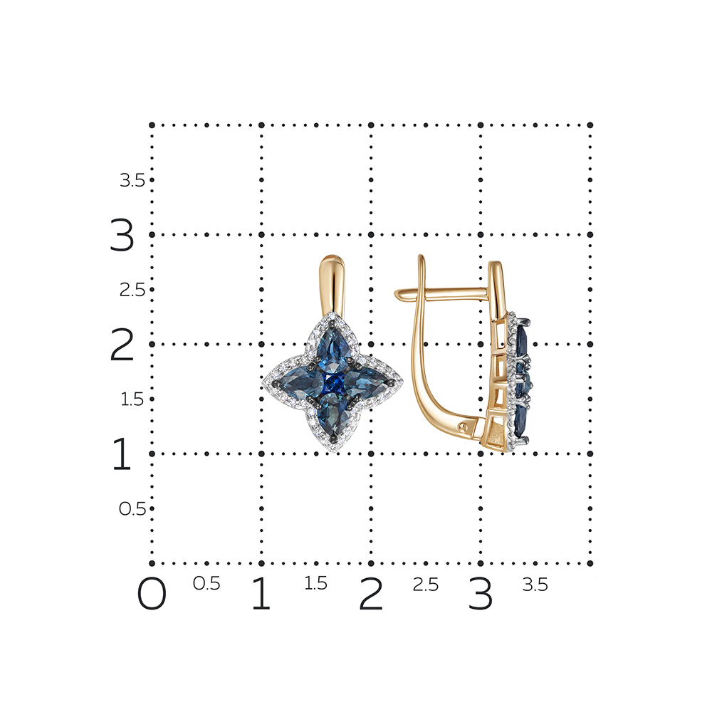 Cercei din aur roșu cu pietre Diamant, Safir