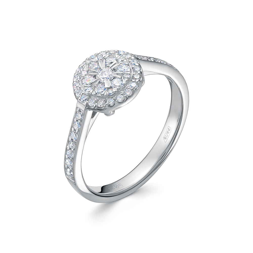 Inel din aur alb cu pietre Diamant